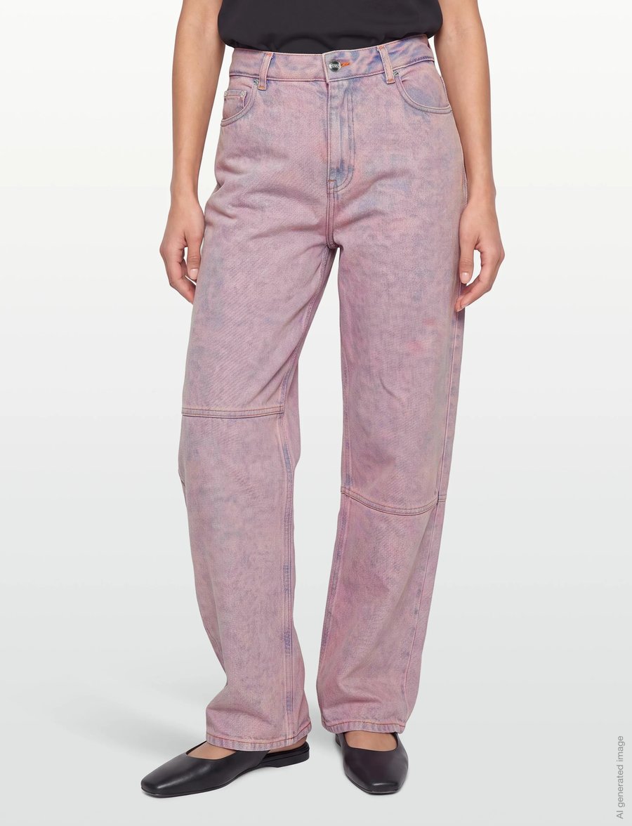Ganni - Overdyed Heavy Denim Stary - vida jeans - pink - 3