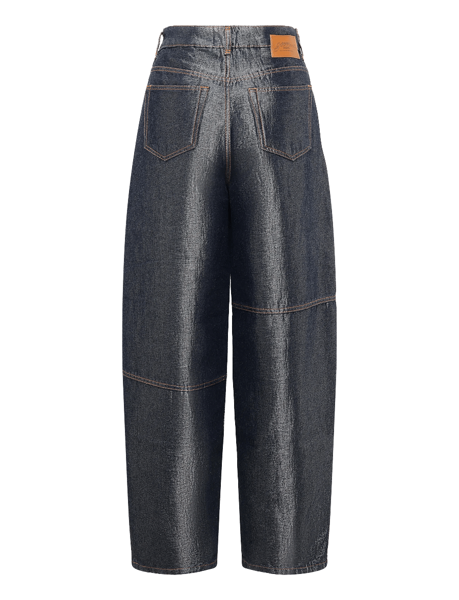 Ganni - Jeans Shiny - hosen mit weitem bein - blue - 1