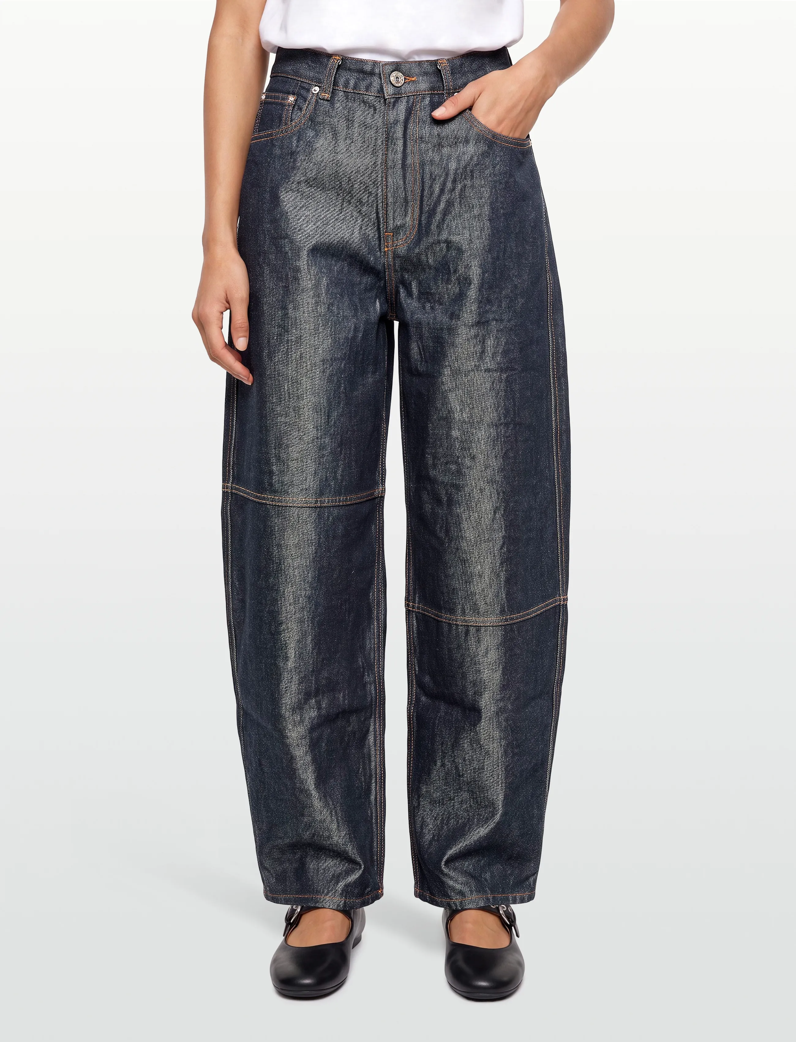 Ganni - Jeans Shiny - vida jeans - blue - 3