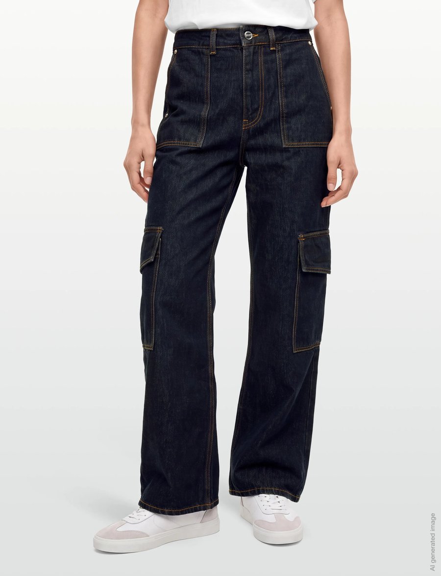 Ganni - Angi Jeans - cargobyxor - dark denim rinse - 3