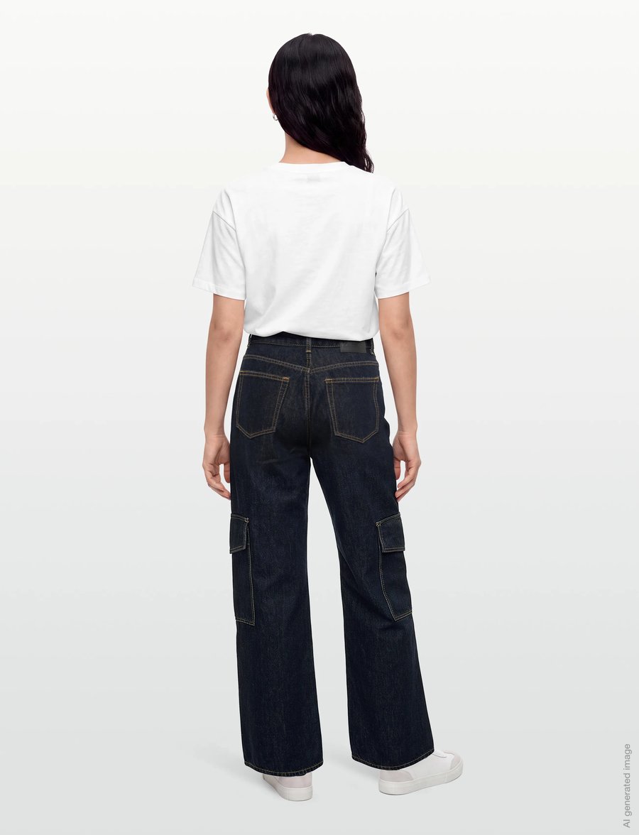 Ganni - Angi Jeans - cargobyxor - dark denim rinse - 4