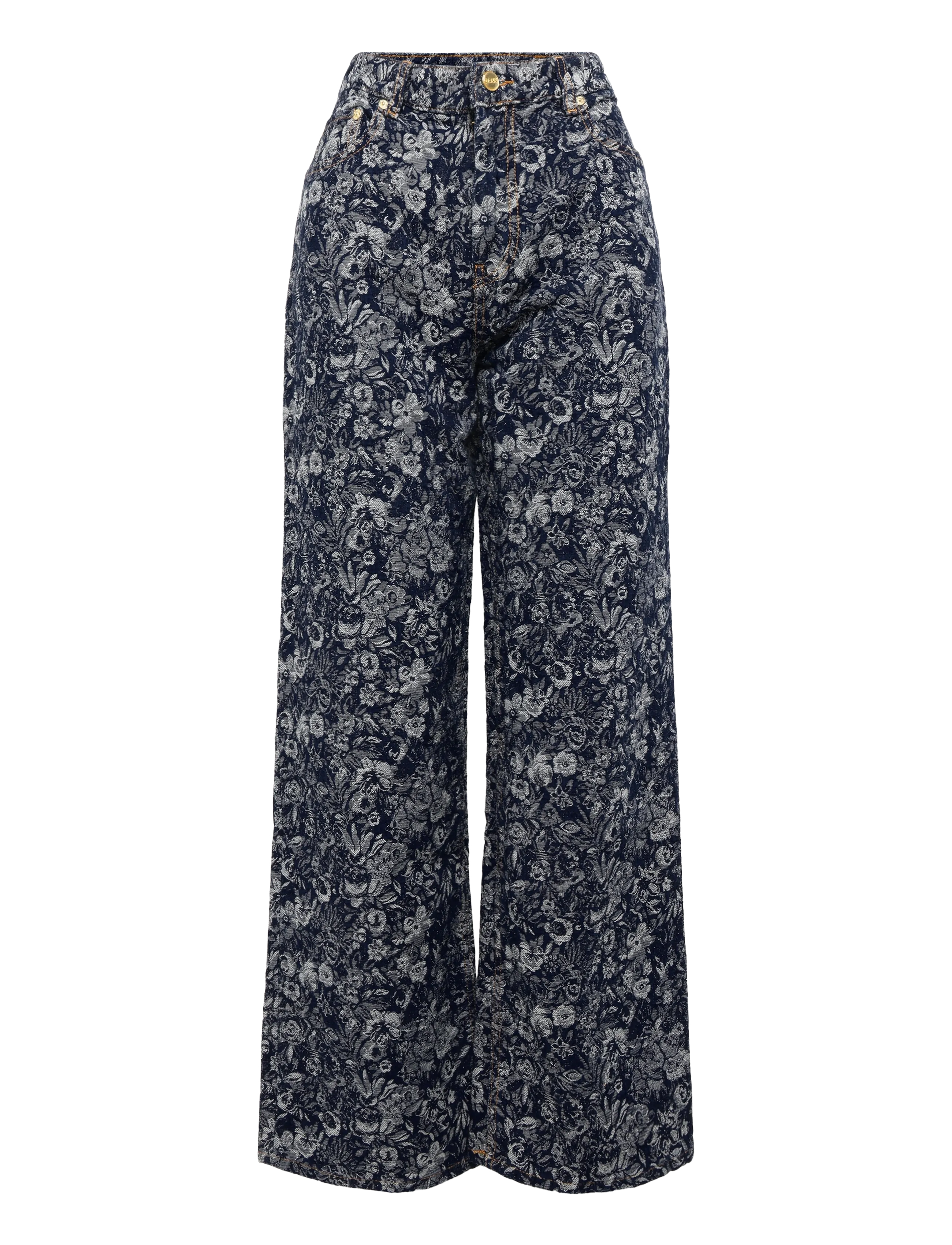 Ganni Betzy Cropped Jeans In Tapestry Denim - GANNI - BLUE / blue