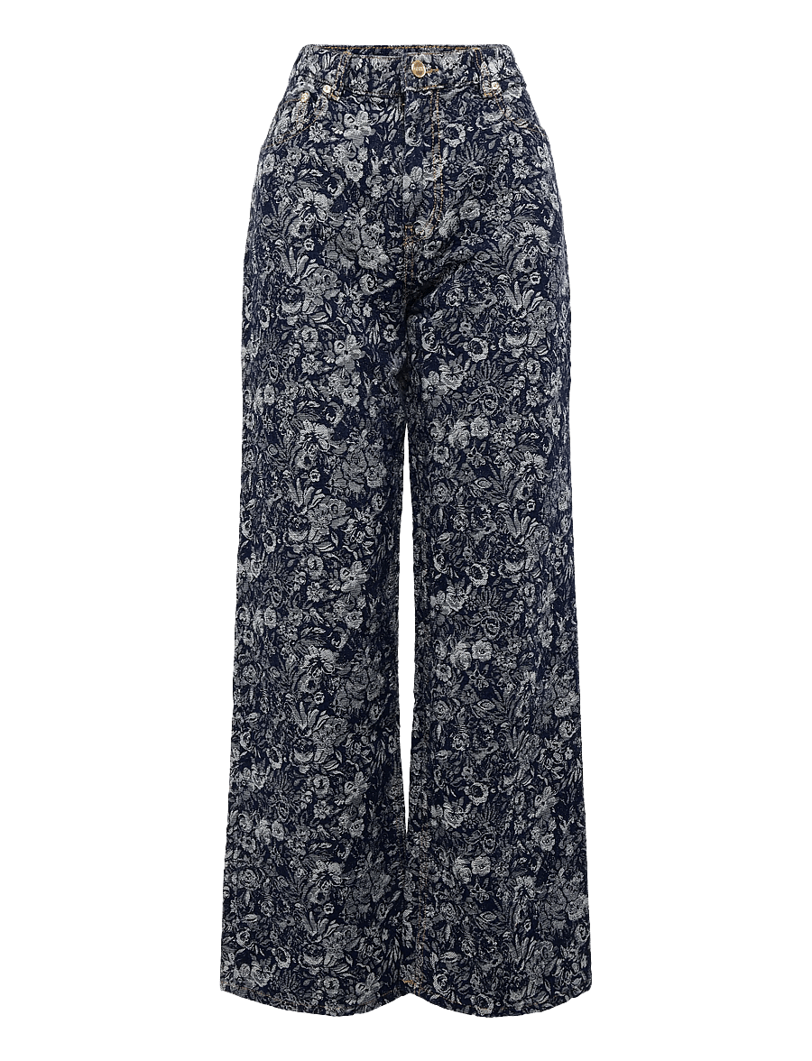 Ganni - Betzy Cropped Jeans In Tapestry Denim - hosen mit weitem bein - blue - 0