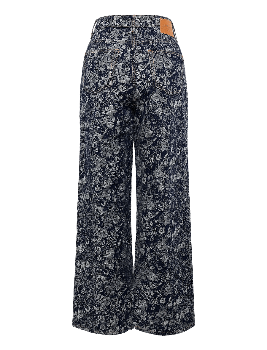 Ganni - Betzy Cropped Jeans In Tapestry Denim - hosen mit weitem bein - blue - 1