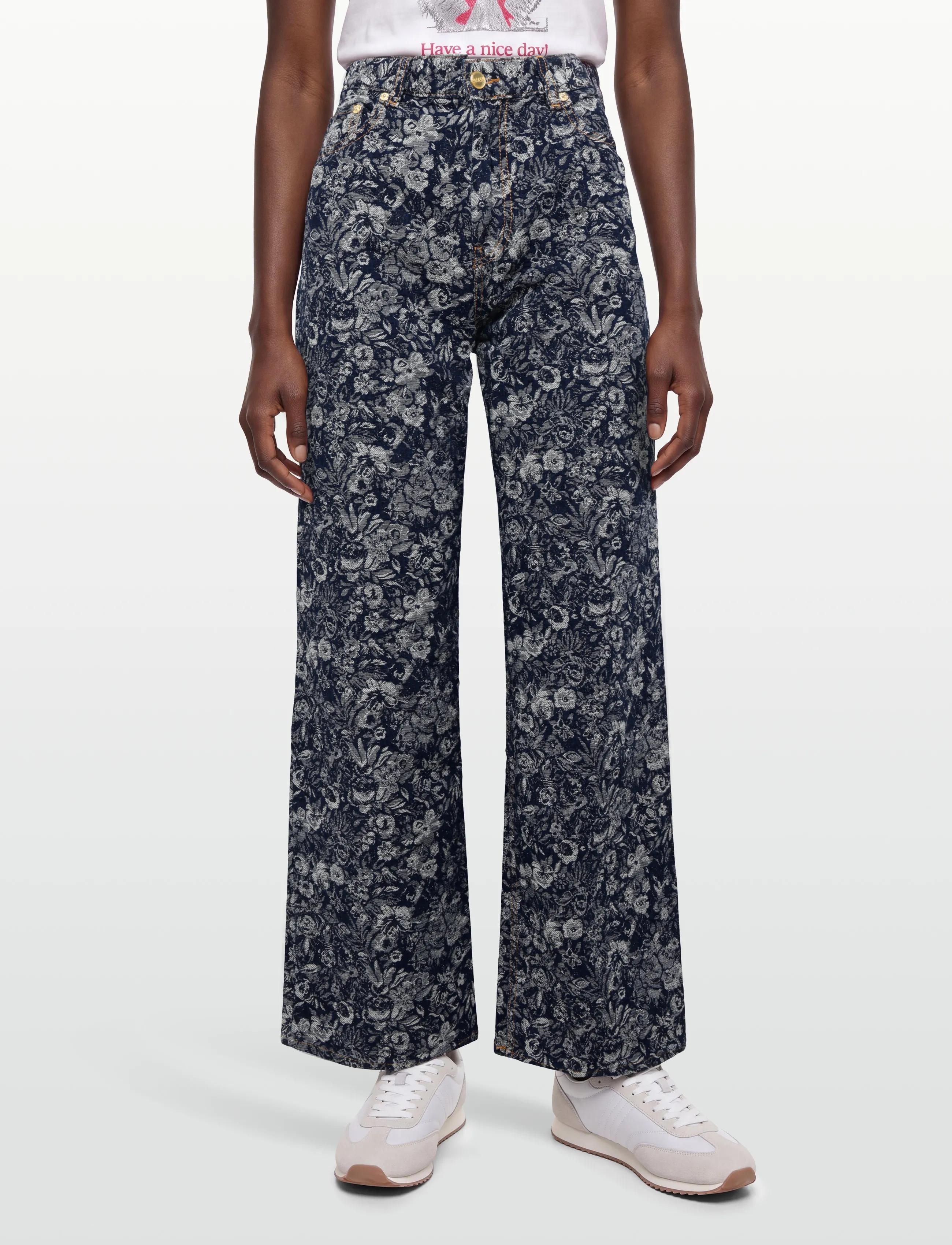 Ganni - Betzy Cropped Jeans In Tapestry Denim - hosen mit weitem bein - blue - 3