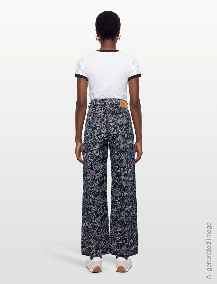 Ganni - Betzy Cropped Jeans In Tapestry Denim - hosen mit weitem bein - blue - 4