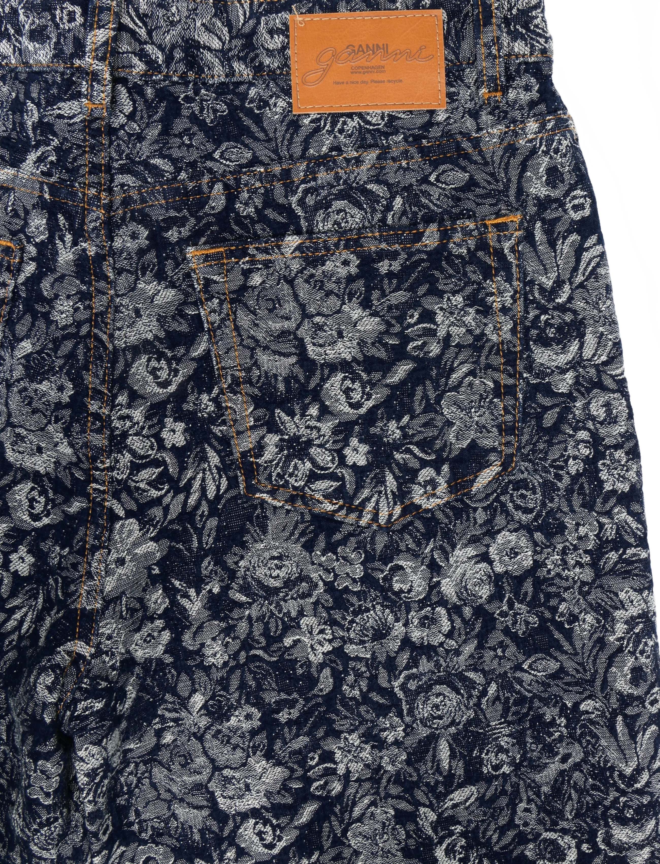 Ganni - Betzy Cropped Jeans In Tapestry Denim - hosen mit weitem bein - blue - 2