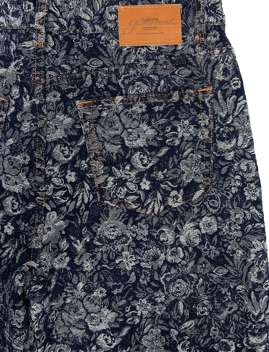 Ganni - Betzy Cropped Jeans In Tapestry Denim - hosen mit weitem bein - blue - 2