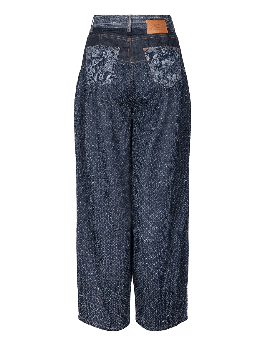 Ganni - Patchwork Denim Corset Jeans - barrel jeans - blue - 1