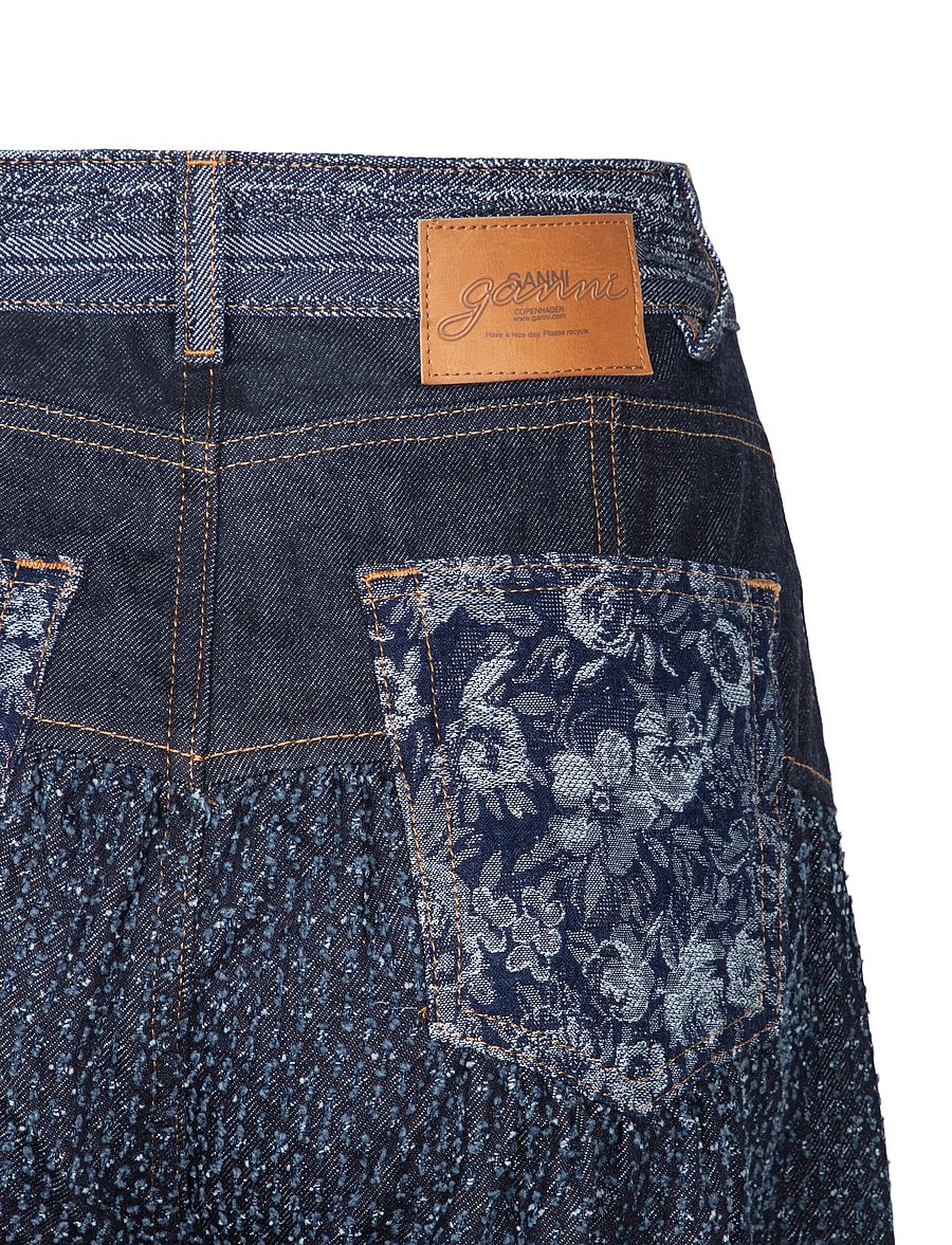 Ganni - Patchwork Denim Corset Jeans - barrel jeans - blue - 2