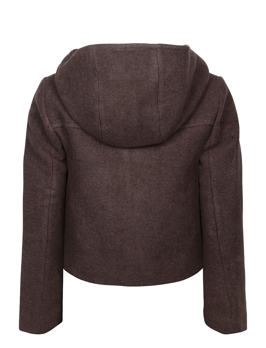 Ganni - Peacoat Wool Mini Duffle Coat - winterjacken - brown - 1