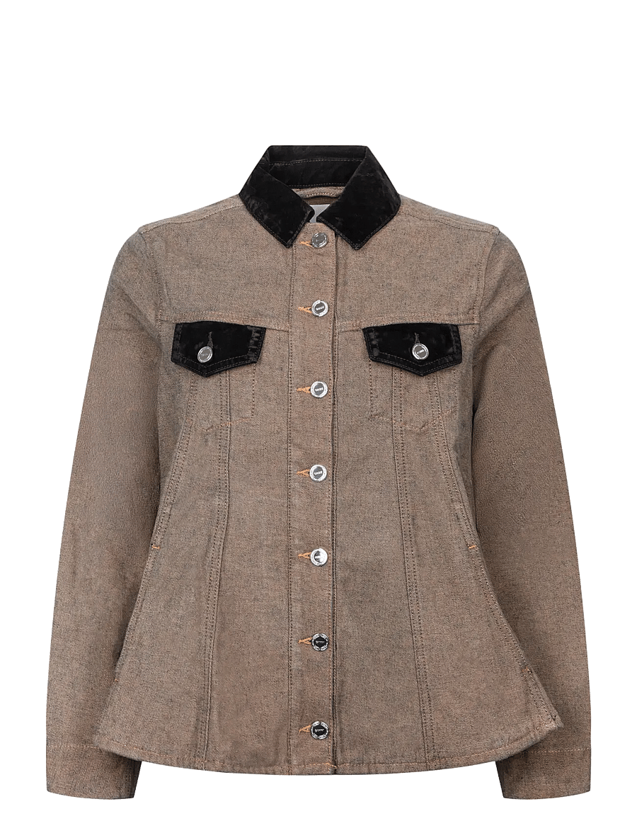 Ganni - Denim Overshirt - jeansjacken - brown - 0