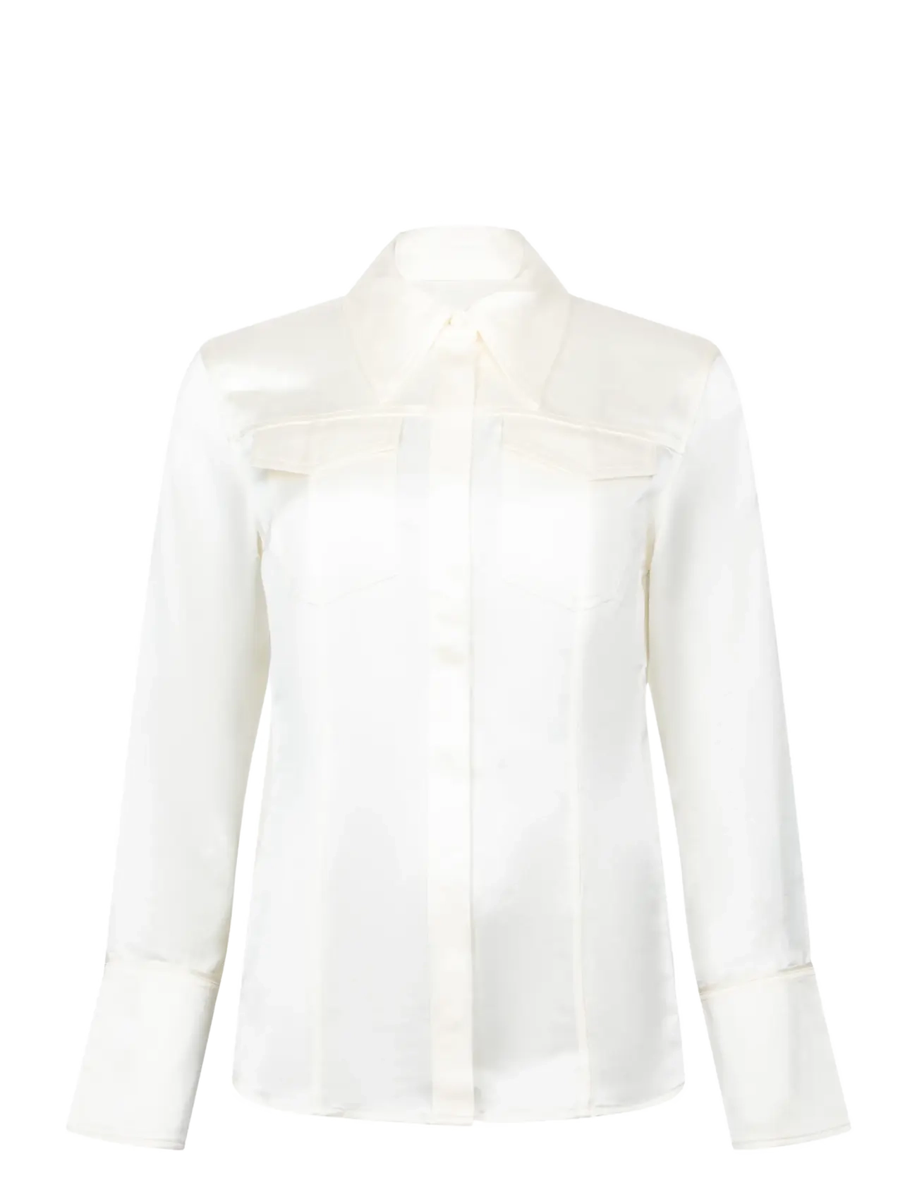 Ganni Shirt in Satin - Blusen & Hemden - EGRET / white