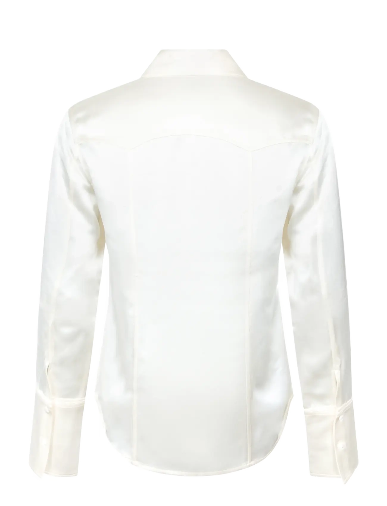Ganni - Shirt in Satin - langärmlige hemden - egret - 1