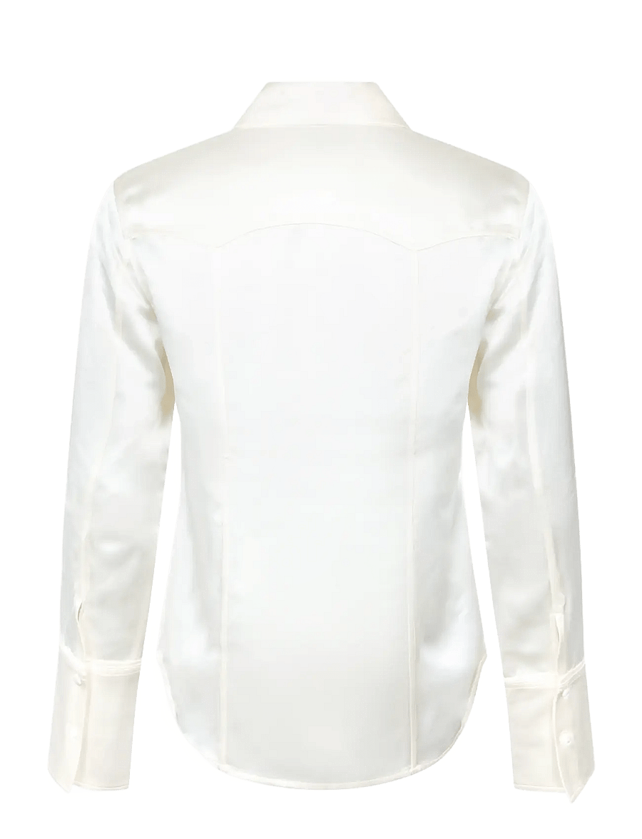 Ganni - Shirt in Satin - langärmlige hemden - egret - 1