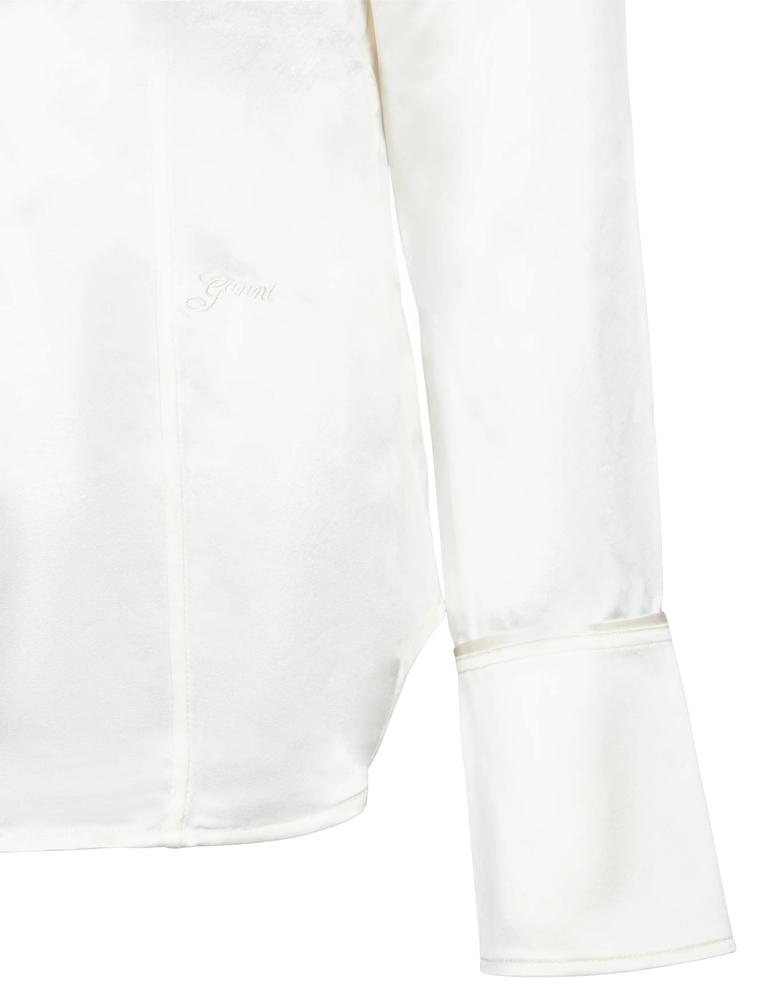 Ganni - Shirt in Satin - langärmlige hemden - egret - 2