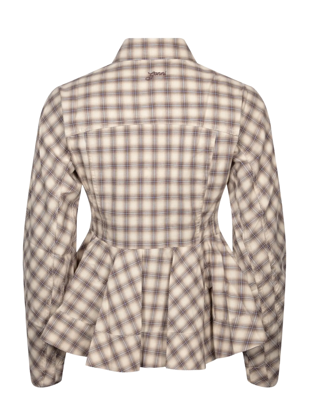 Ganni - Shirt in Light Check Flannel - creme - 1
