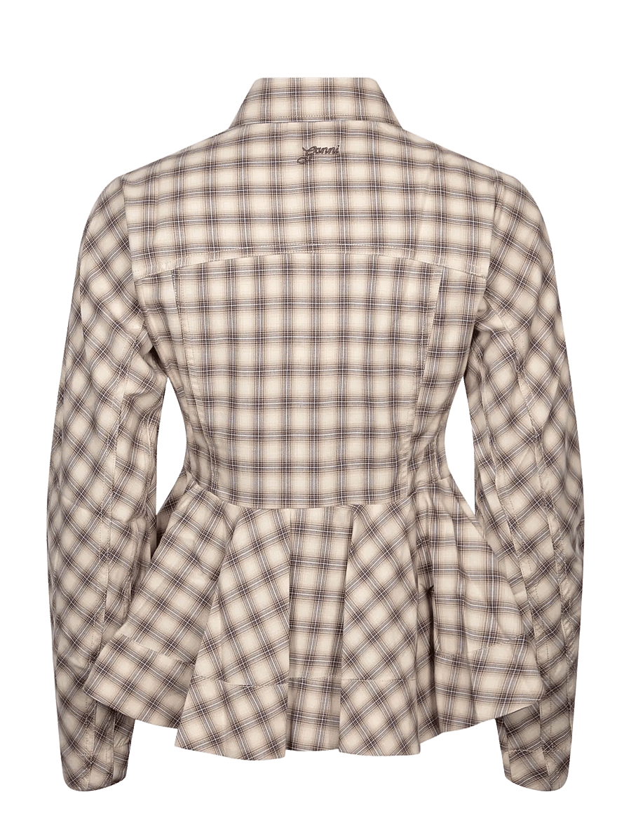 Ganni - Flannel Shirt - langärmlige hemden - creme - 1