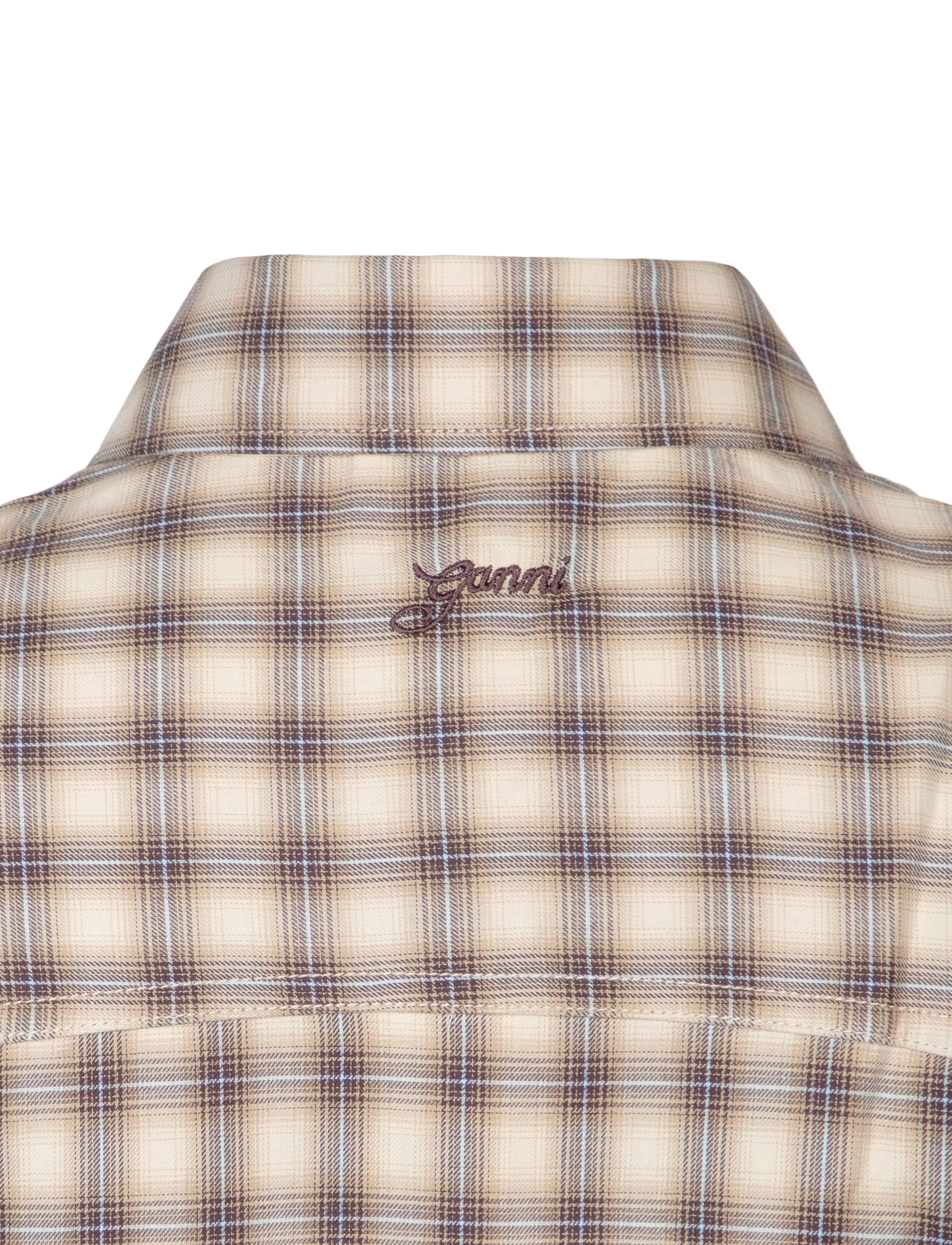 Ganni - Shirt in Light Check Flannel - creme - 2