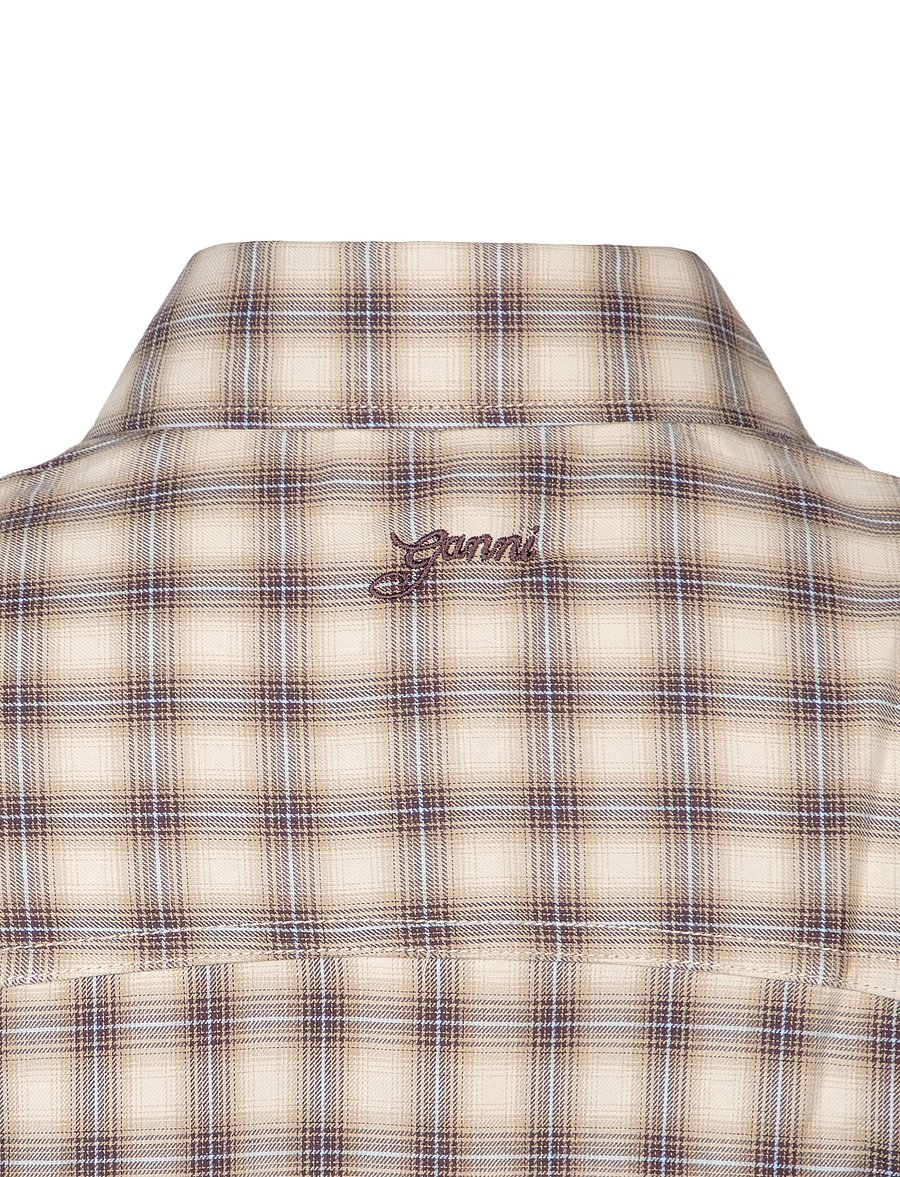 Ganni - Flannel Shirt - langärmlige hemden - creme - 2