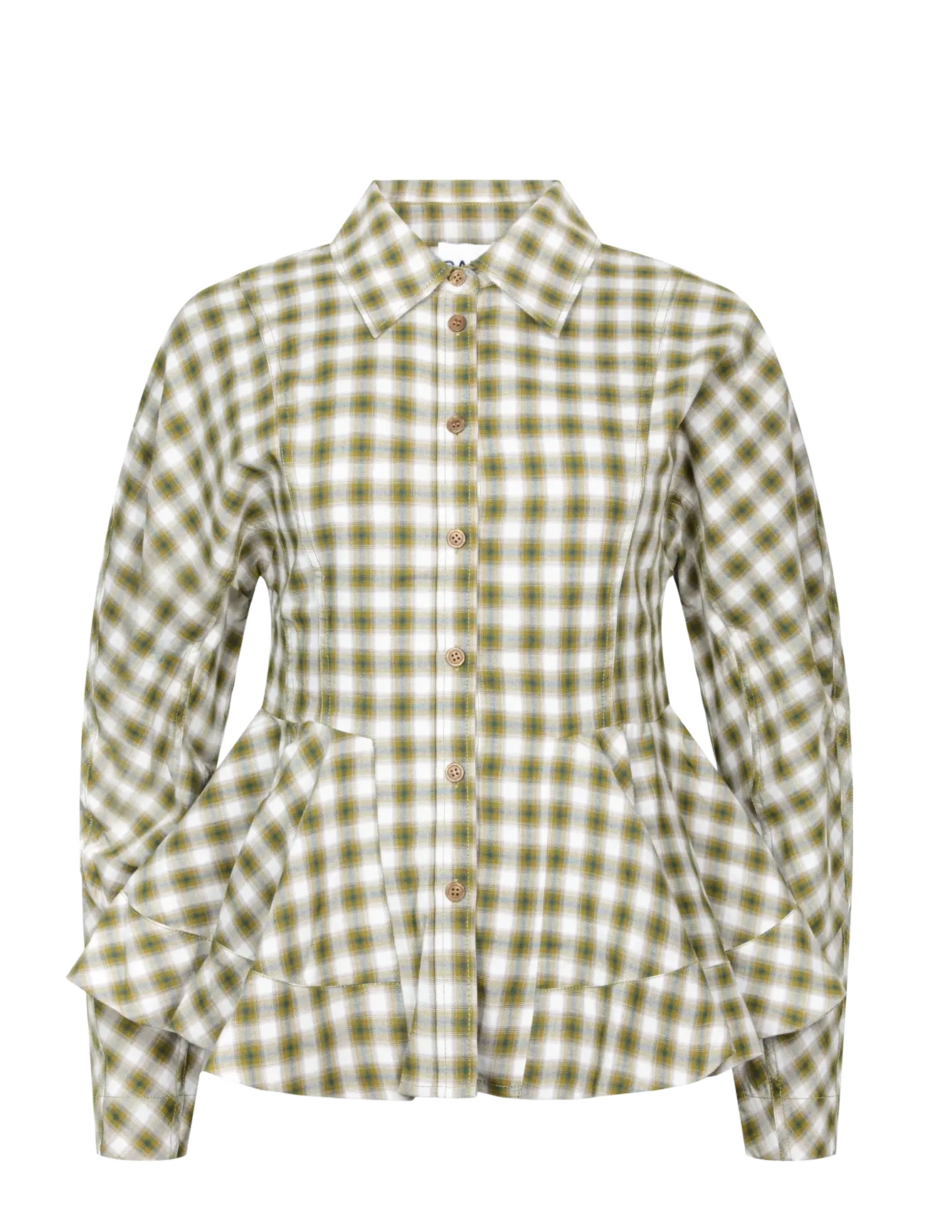 Ganni Shirt in Light Check Flannel - Blusen & Hemden - GREEN / green