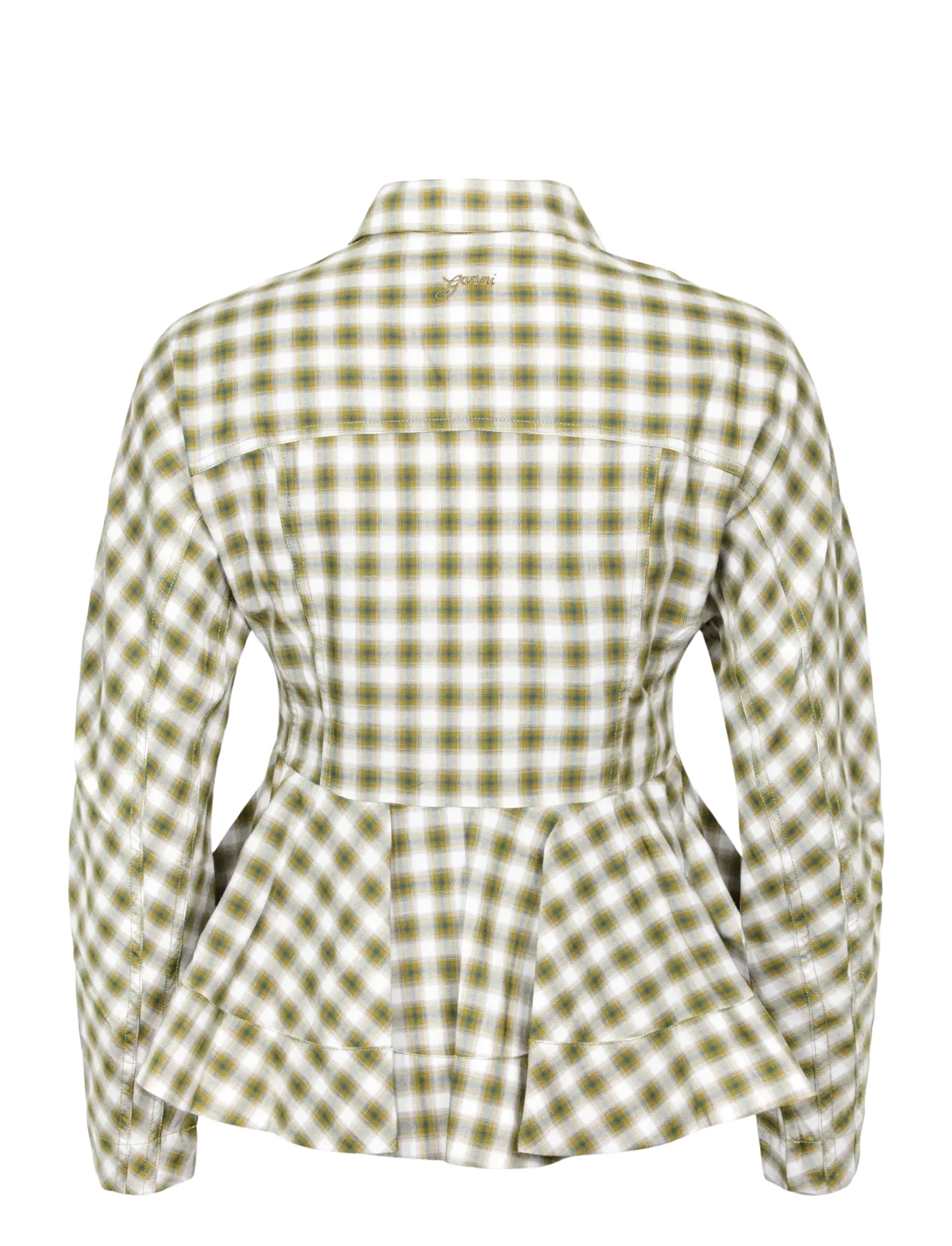 Ganni - Shirt in Light Check Flannel - langärmlige hemden - green - 1