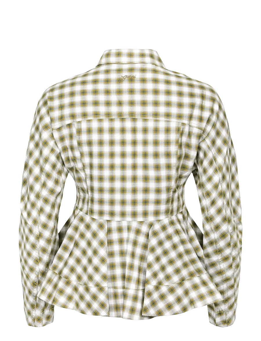 Ganni - Shirt in Light Check Flannel - langärmlige hemden - green - 1