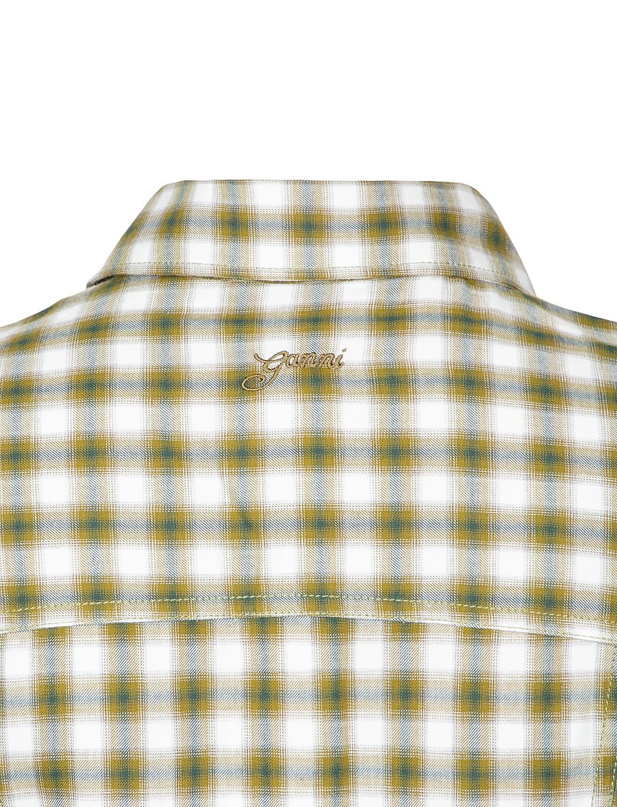 Ganni - Shirt in Light Check Flannel - langärmlige hemden - green - 2