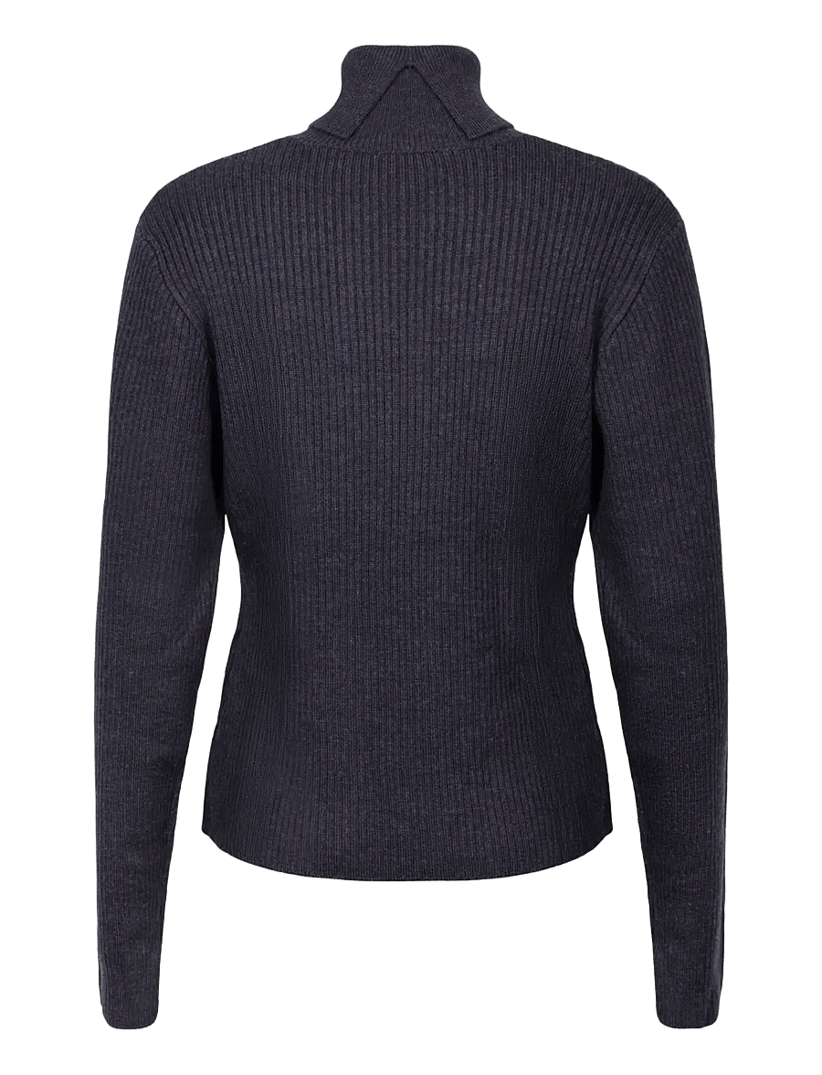 Ganni - Turtleneck in Ribbed Merino - rollkragenpullover - phantom - 1