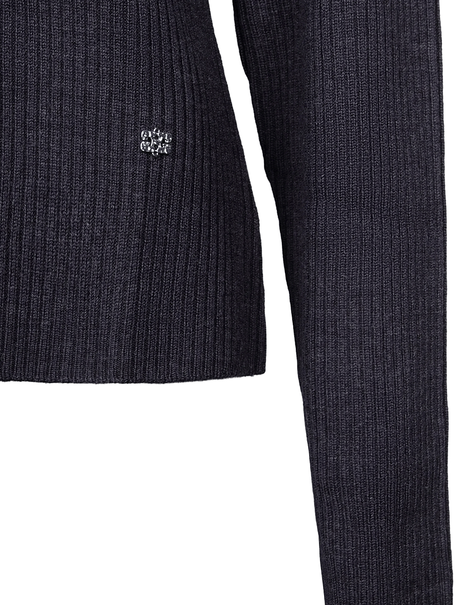 Ganni - Turtleneck in Ribbed Merino - rollkragenpullover - phantom - 2