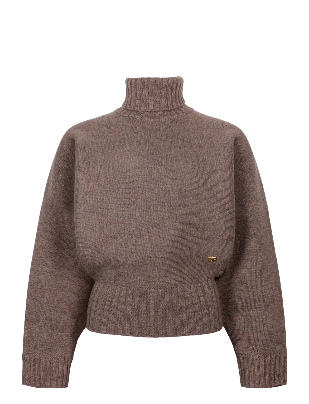 Ganni Double Knit Batwing Turtleneck - Transitional Layering - BEIGE / beige