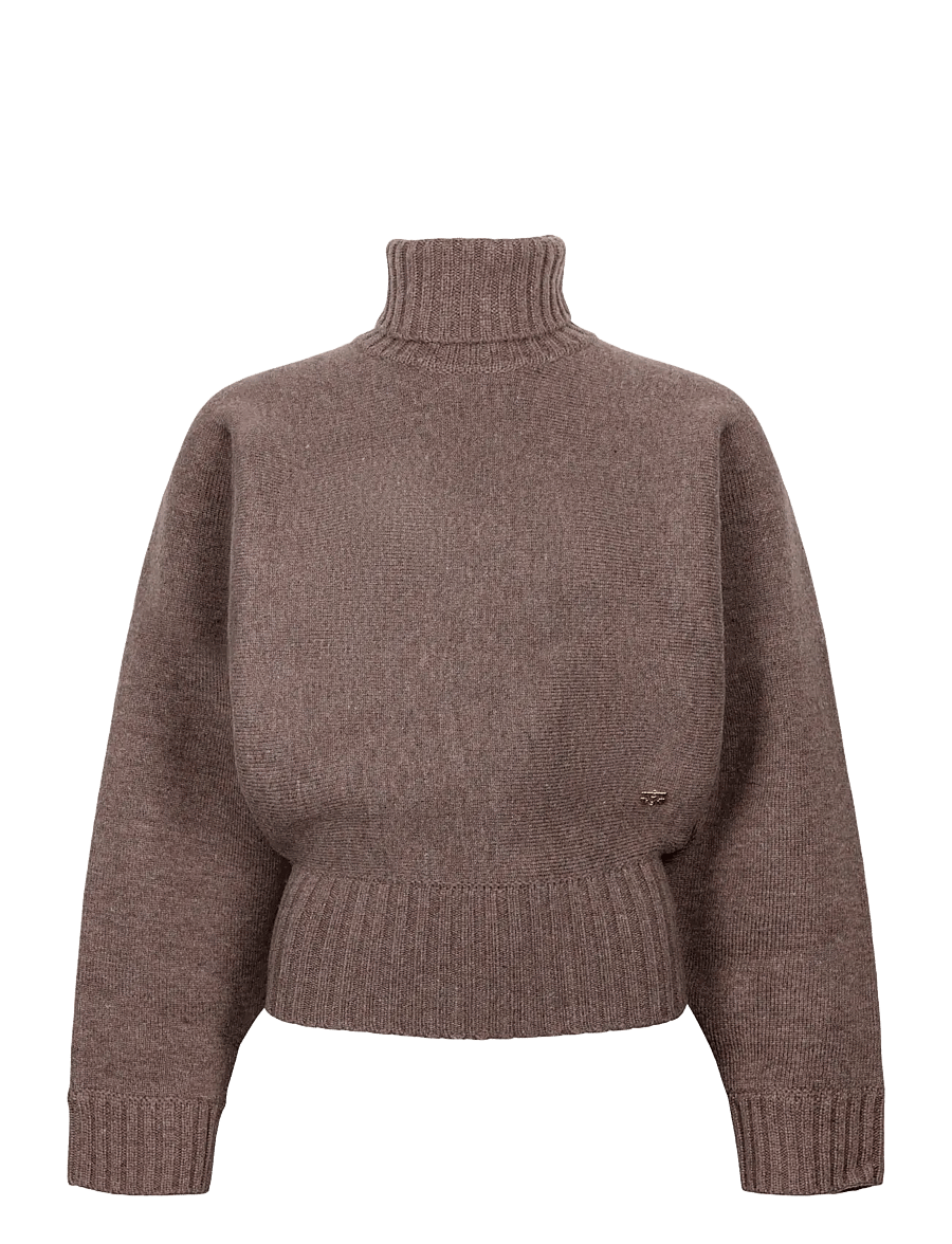 Ganni - Double Knit Batwing Turtleneck - pullover - beige - 0
