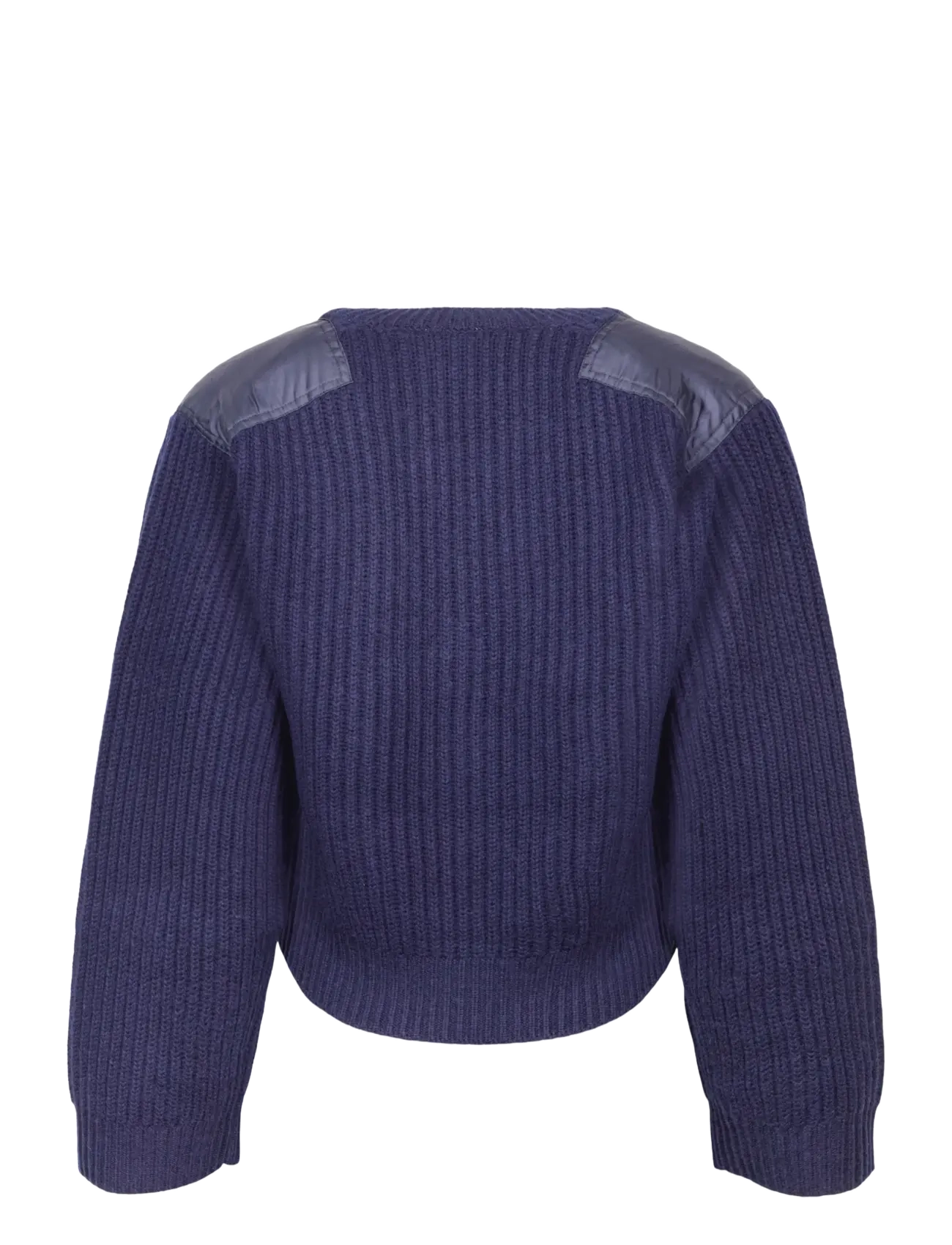 Ganni - Wool Melange Rib Stripe V neck - pullover - blue - 1