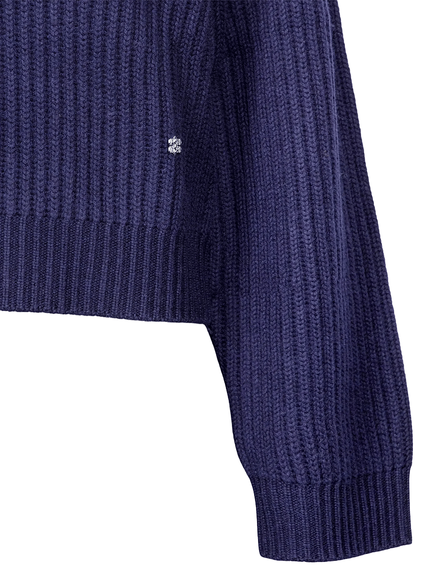 Ganni - Wool Melange Rib Stripe V neck - pullover - blue - 2