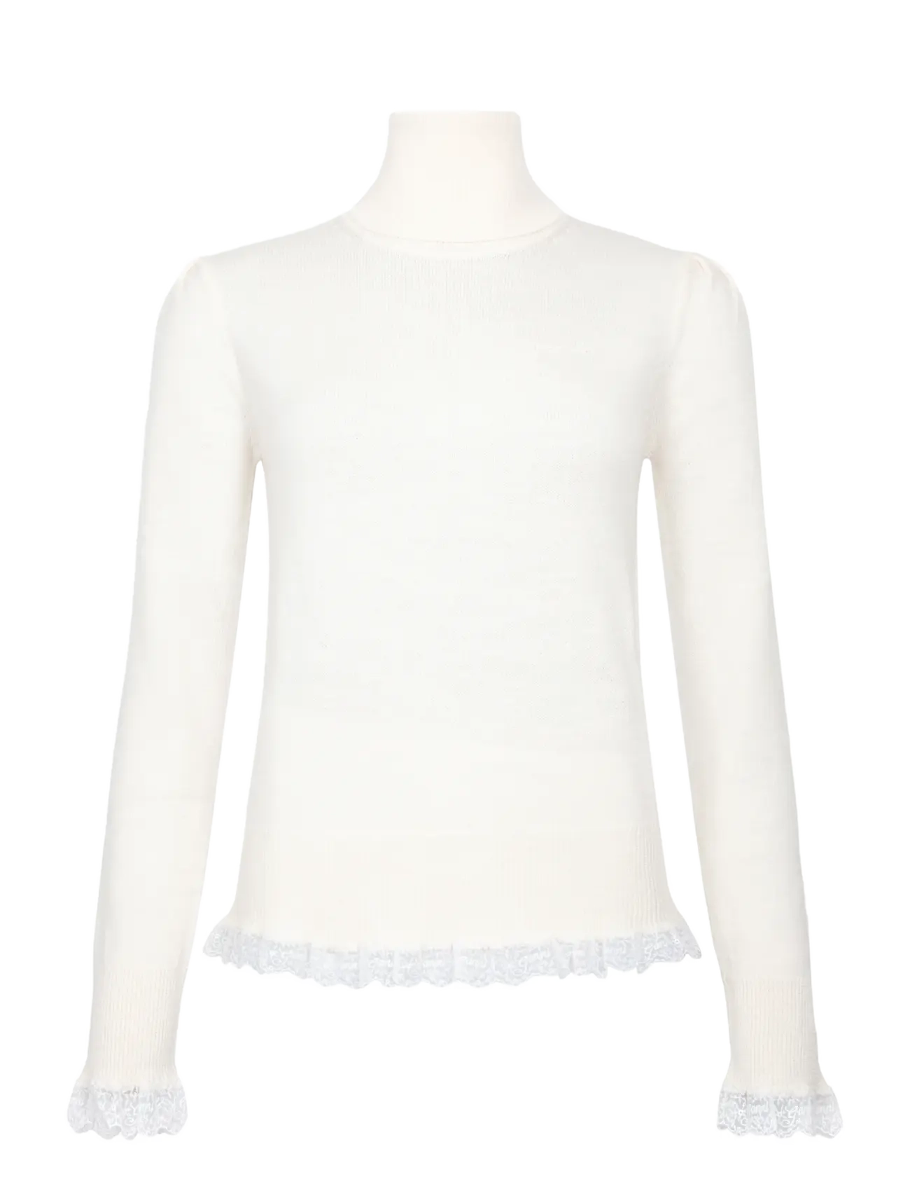 Ganni Turtleneck in Lace Merino - Damen - EGRET / white