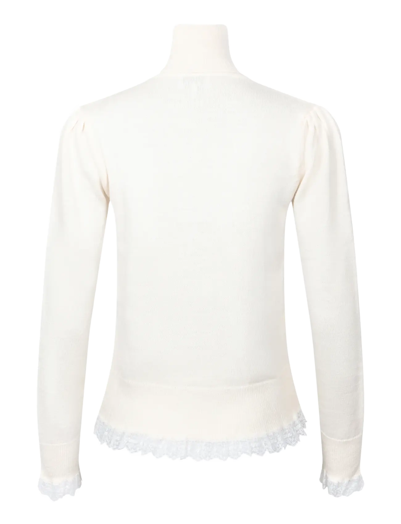 Ganni - Turtleneck in Lace Merino - rollkragenpullover - egret - 1