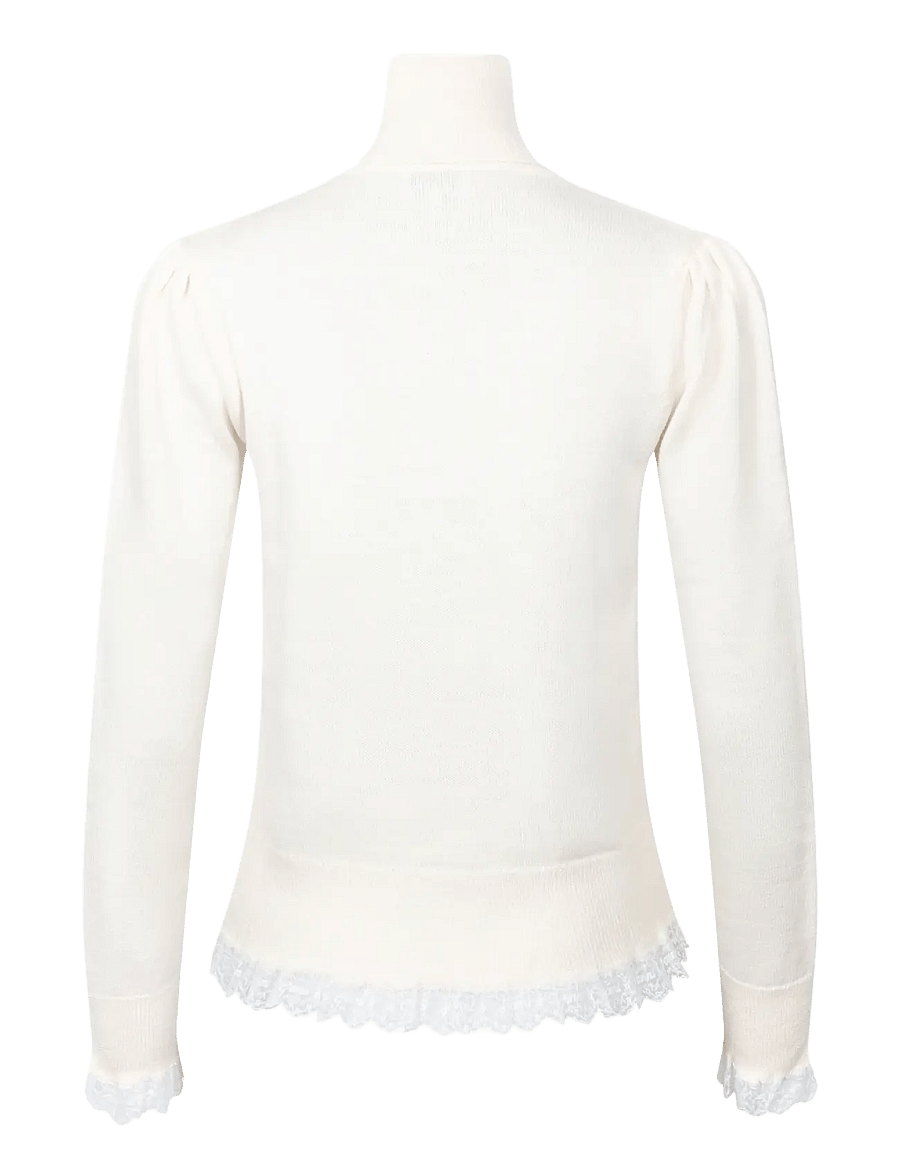 Ganni - Turtleneck in Lace Merino - rollkragenpullover - egret - 1
