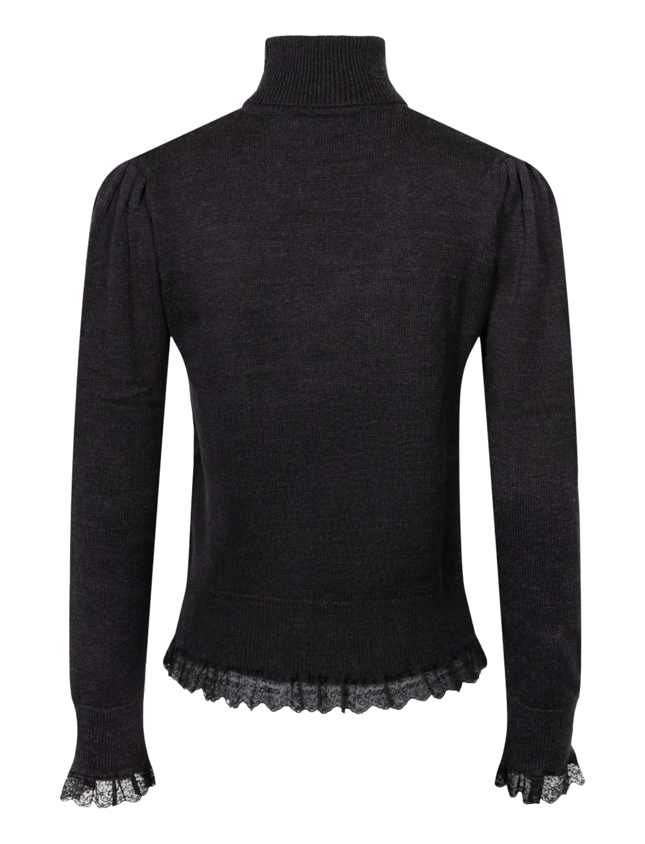 Ganni - Turtleneck in Lace Merino - rollkragenpullover - phantom - 1