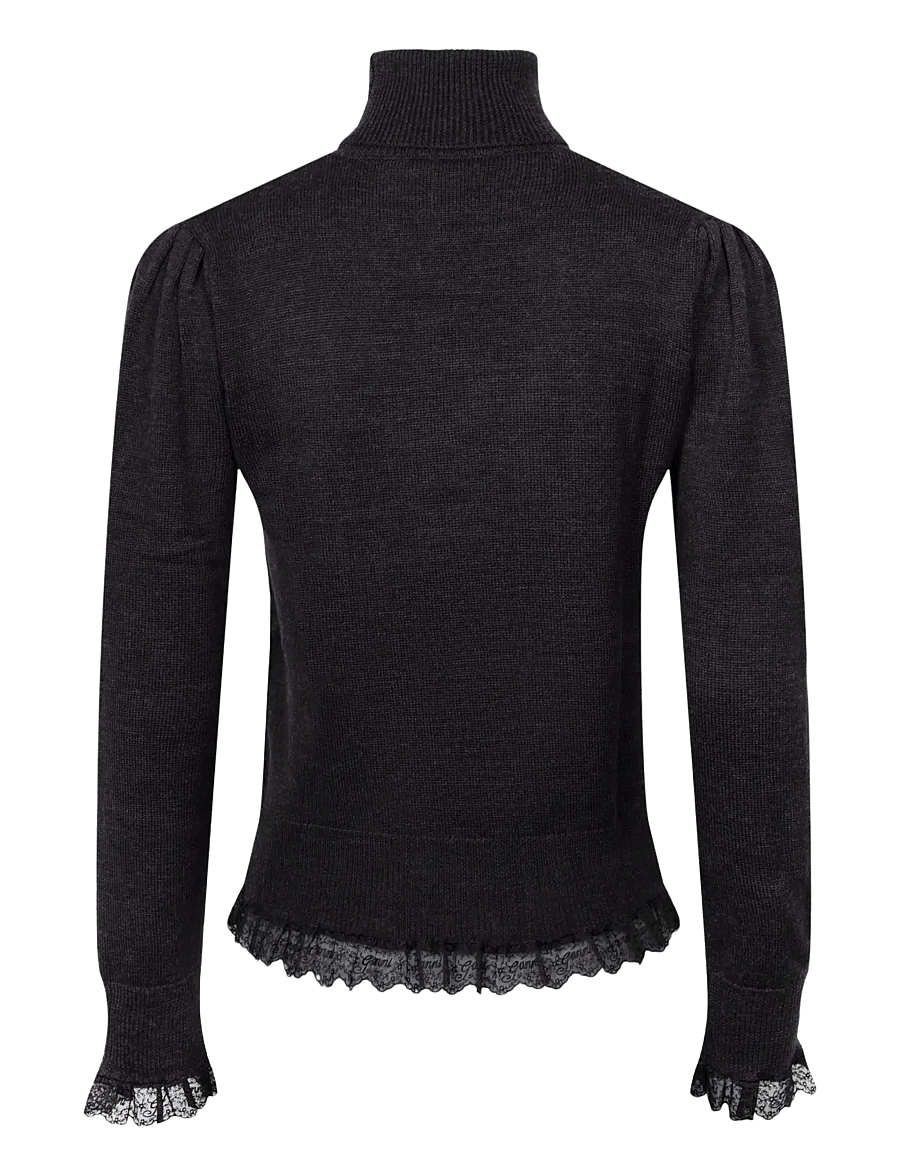 Ganni - Turtleneck in Lace Merino - rollkragenpullover - phantom - 1