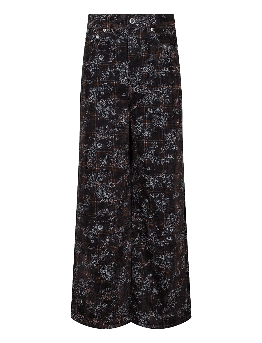Ganni - Marri Jeans in Printed Denim - wide leg jeans - brown - 0
