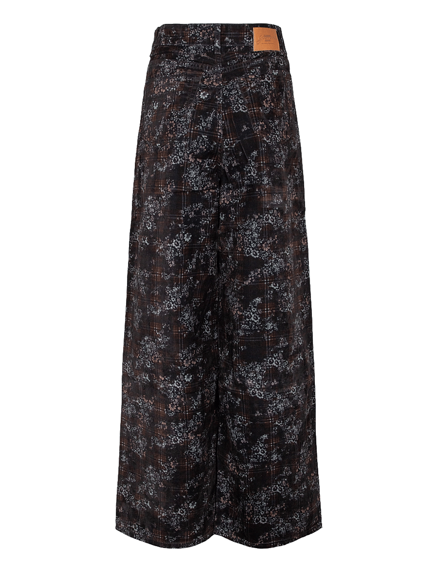 Ganni - Marri Jeans in Printed Denim - wide leg jeans - brown - 1