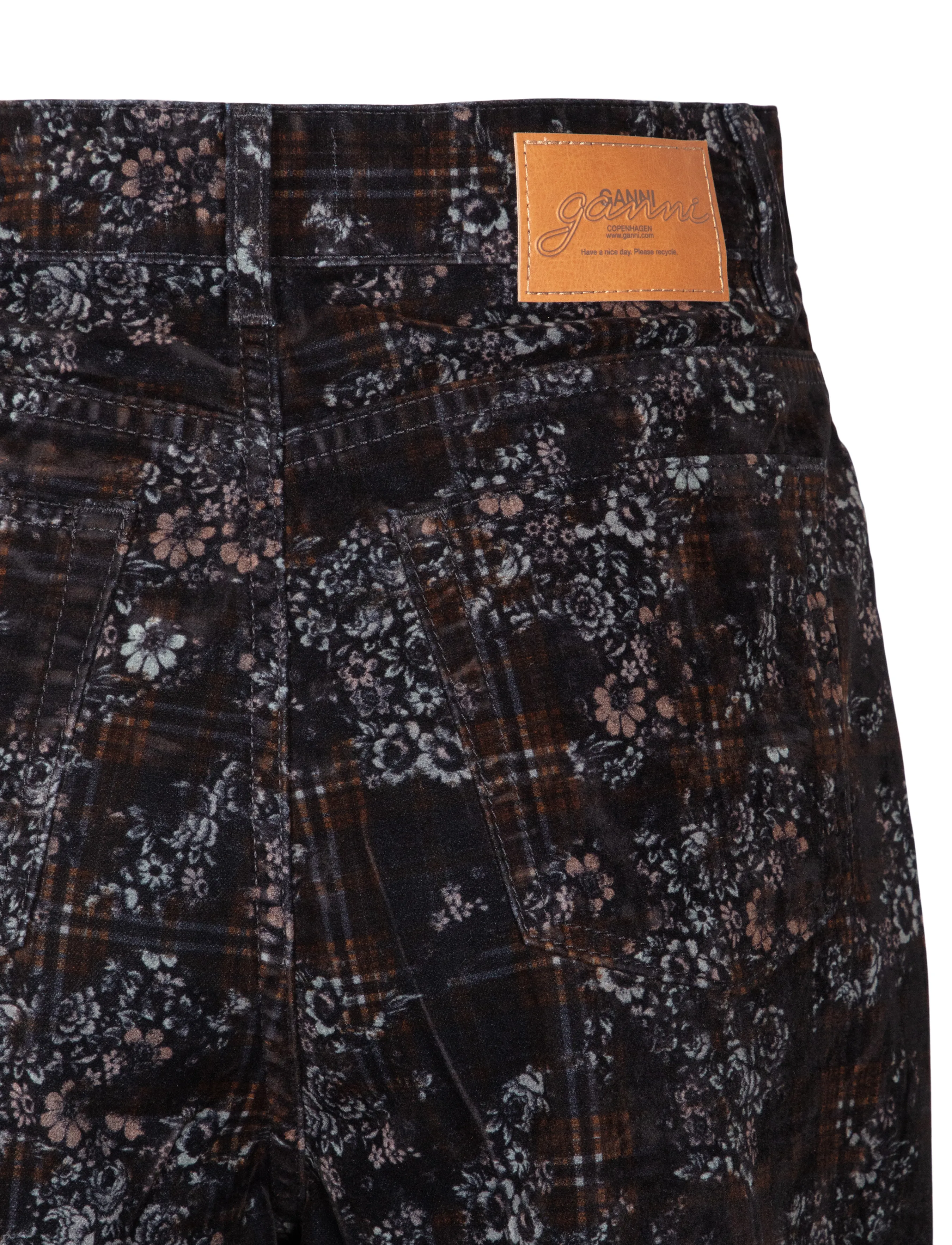 Ganni - Marri Jeans in Printed Denim - wide leg jeans - brown - 2