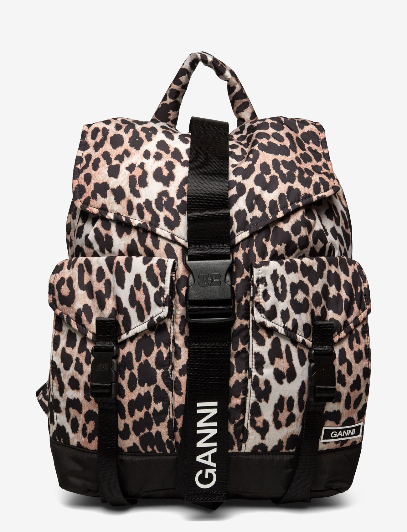 Ganni - Printed Buckled Backpack - brown - 0