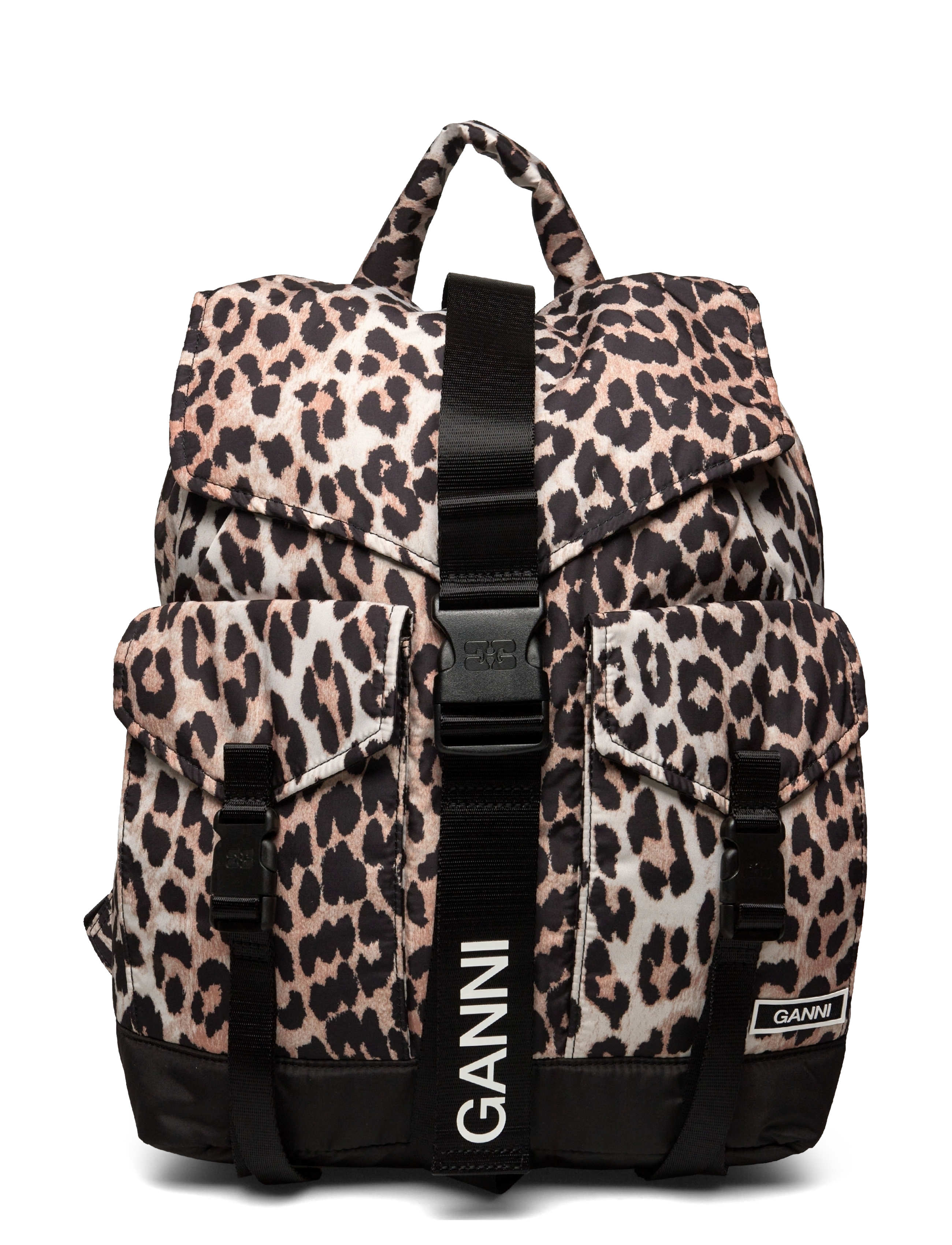 Ganni Printed Buckled Backpack - Rucksäcke - BROWN / brown