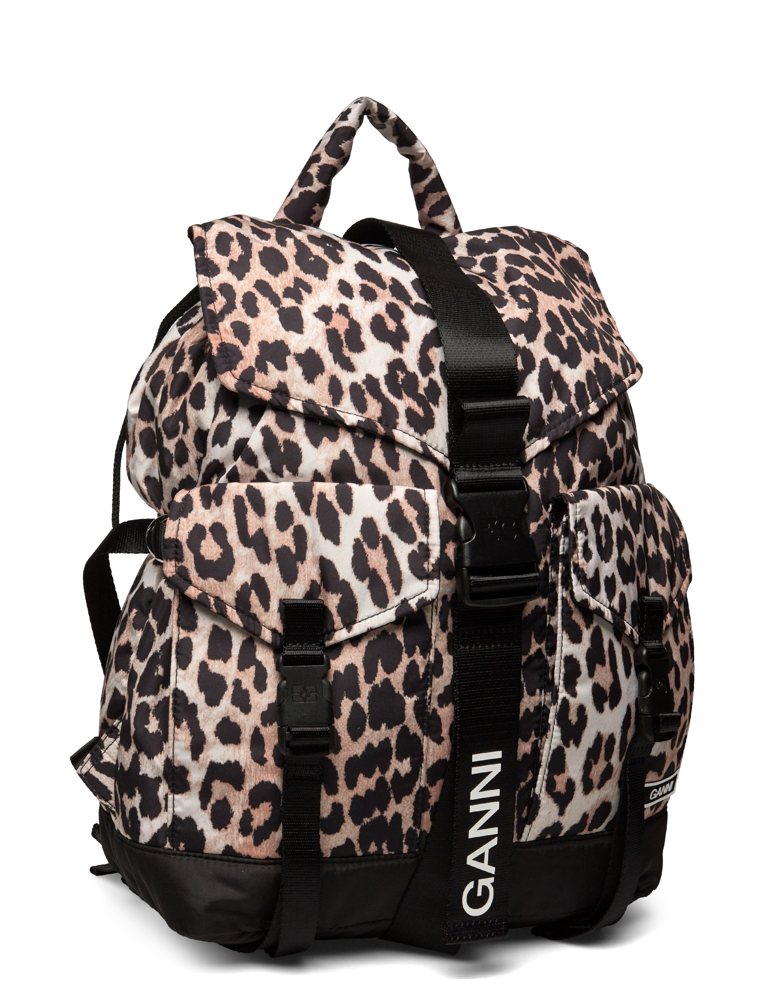 Ganni - Printed Buckled Backpack - brown - 2