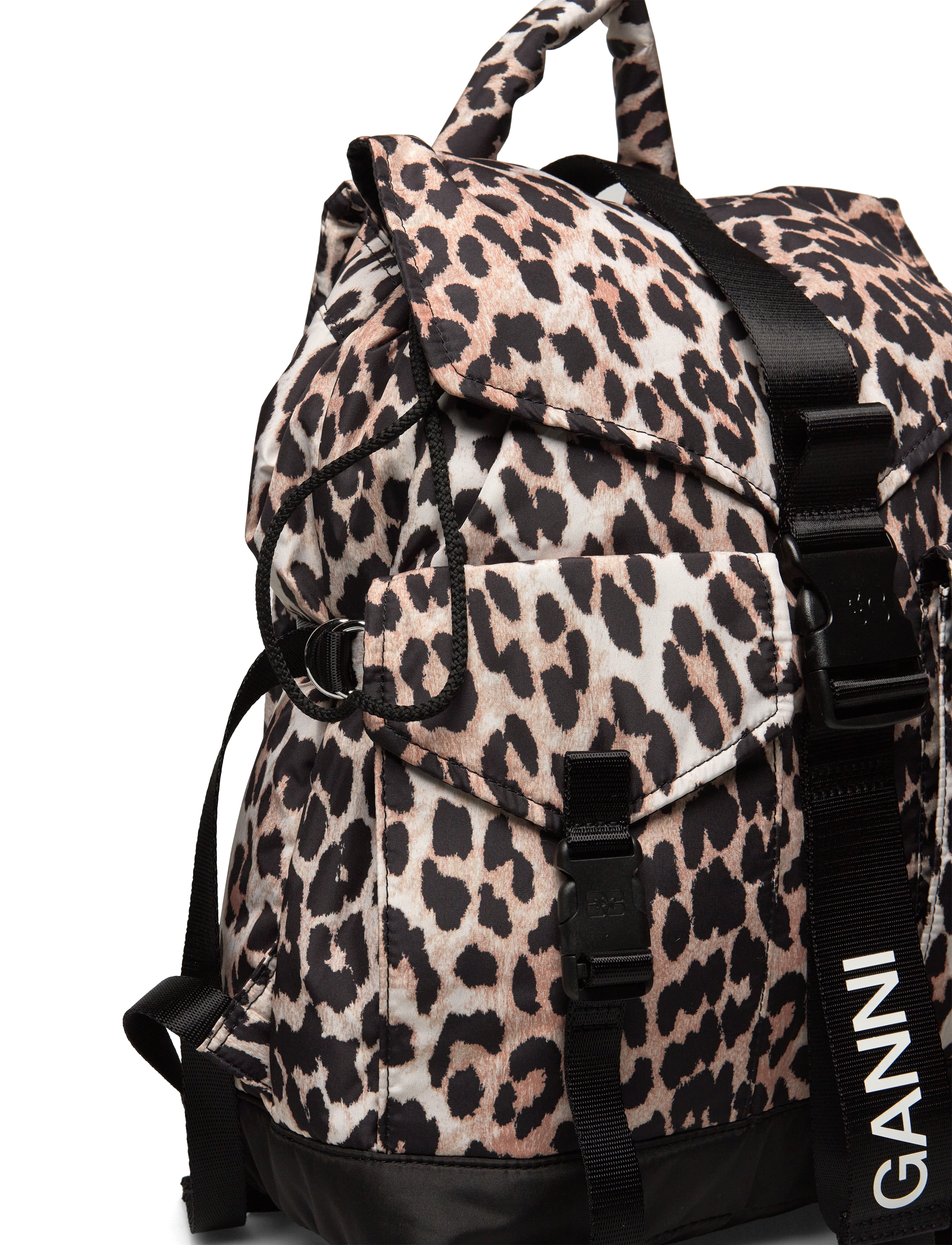 Ganni - Printed Buckled Backpack - brown - 3