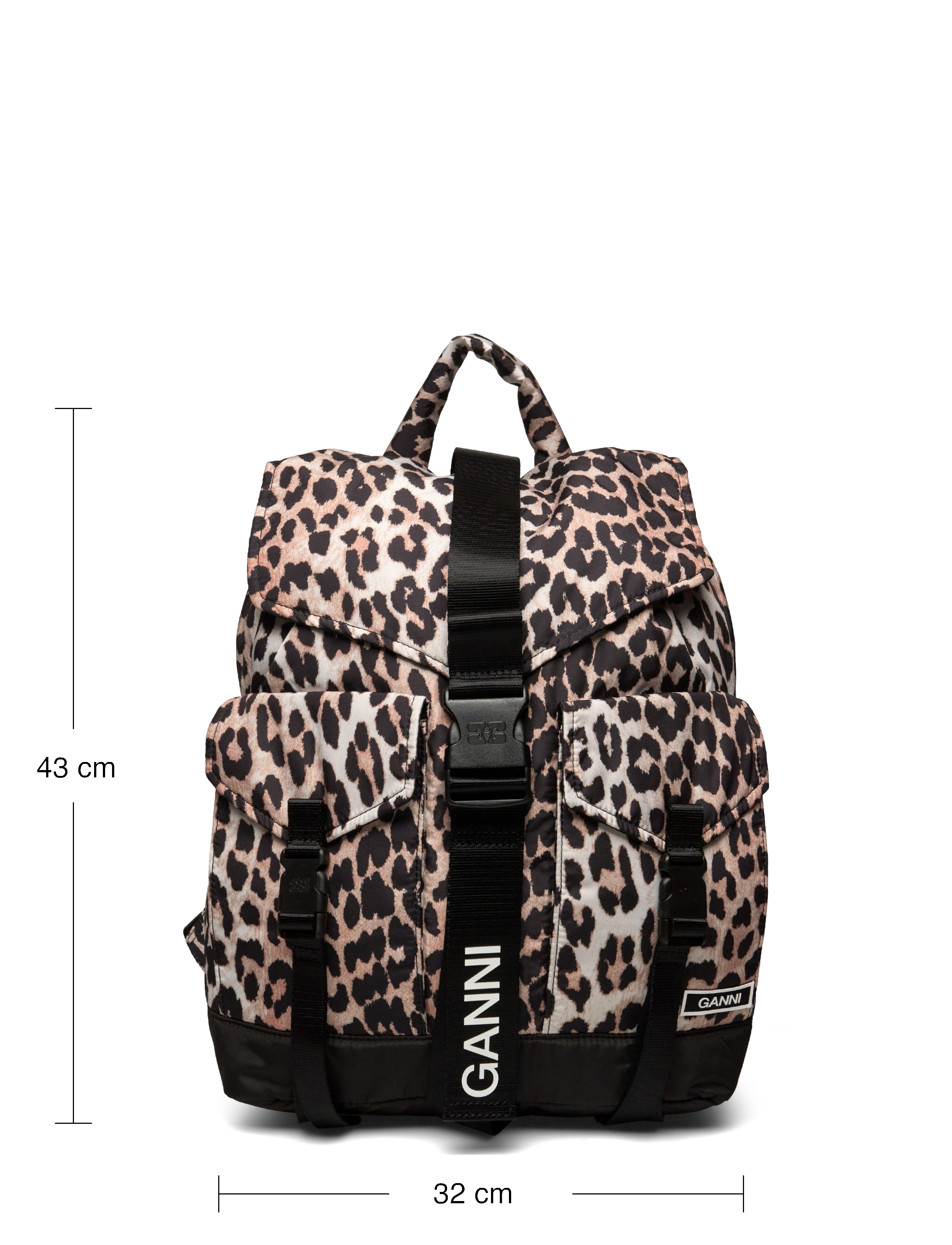 Ganni - Printed Buckled Backpack - brown - 5