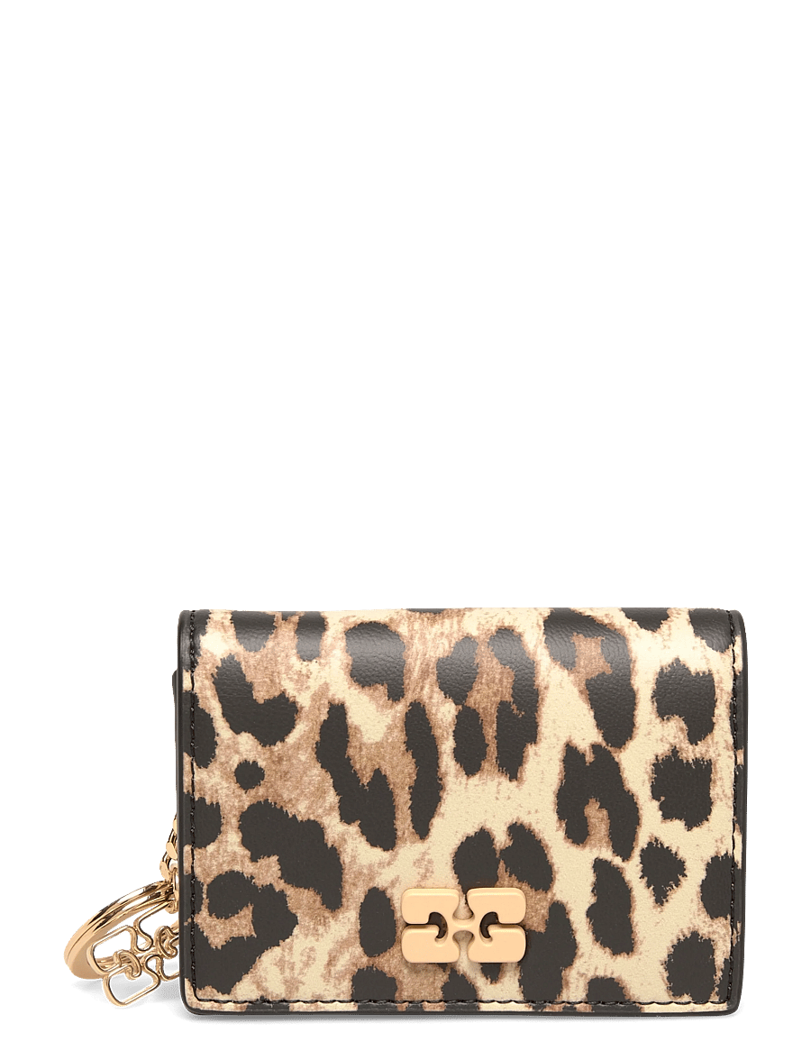 Ganni - Bou Card Holder With Flap Print - kartenetuis - brown - 0