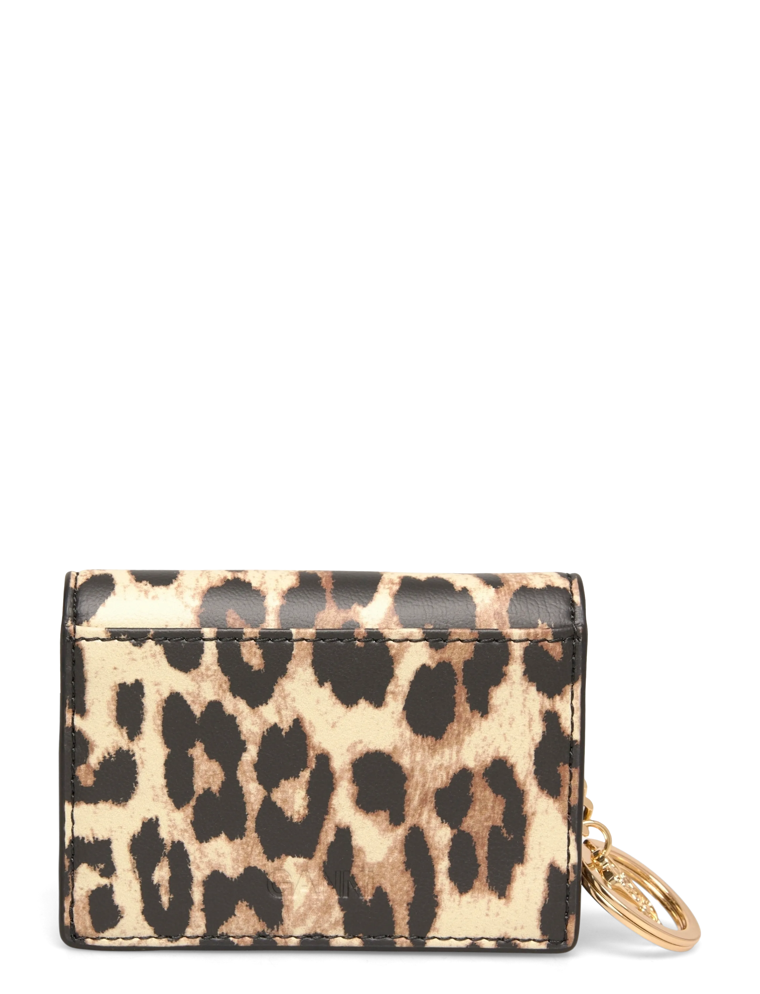 Ganni - Bou Card Holder With Flap Print - kaarditaskud - brown - 1
