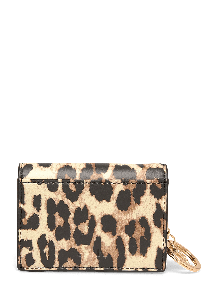 Ganni - Bou Card Holder With Flap Print - kartenetuis - brown - 1